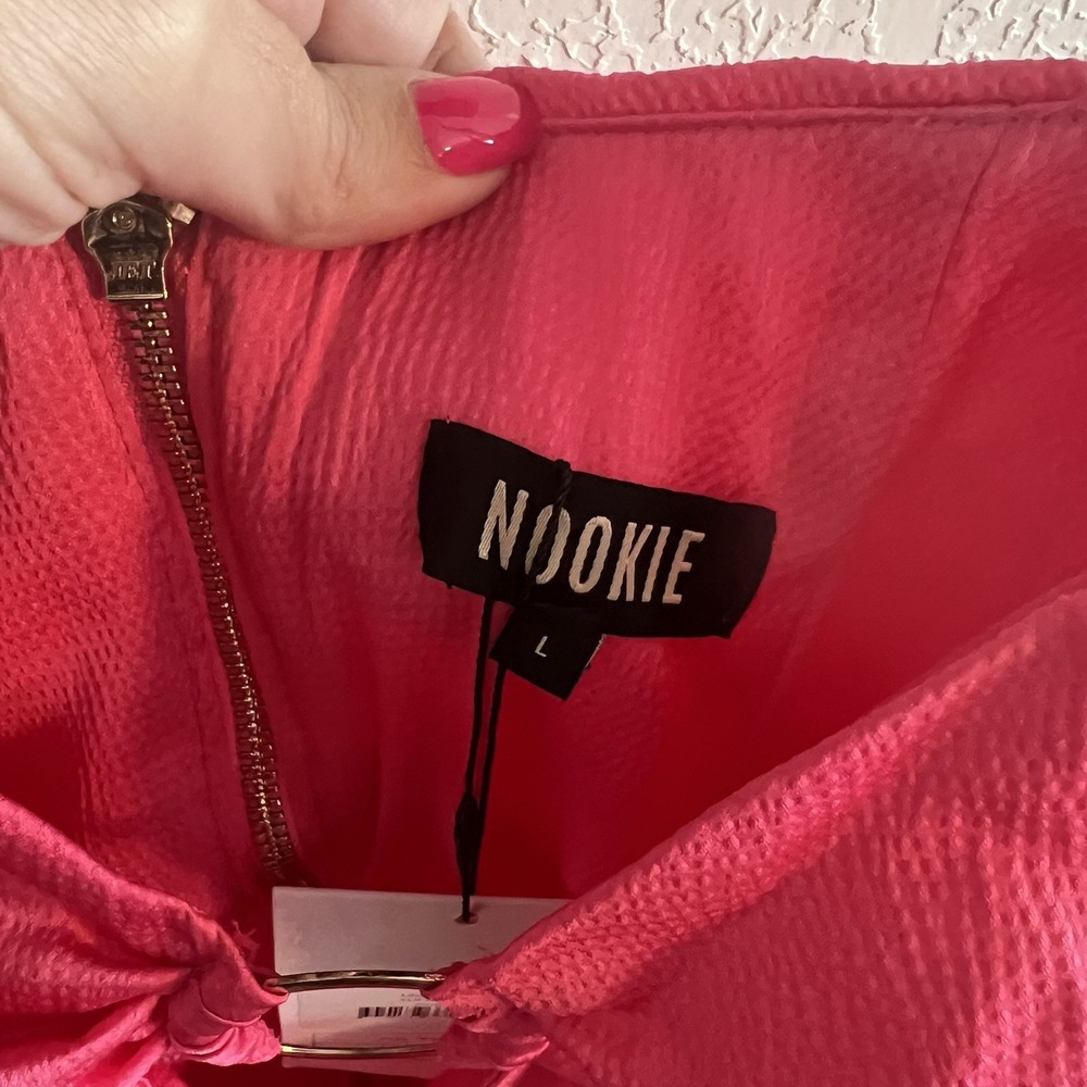 Nookie Pink Mini Utopia L NWT Cutout Ruched Gold Adjustable Straps Zip Back - Picture 6 of 12